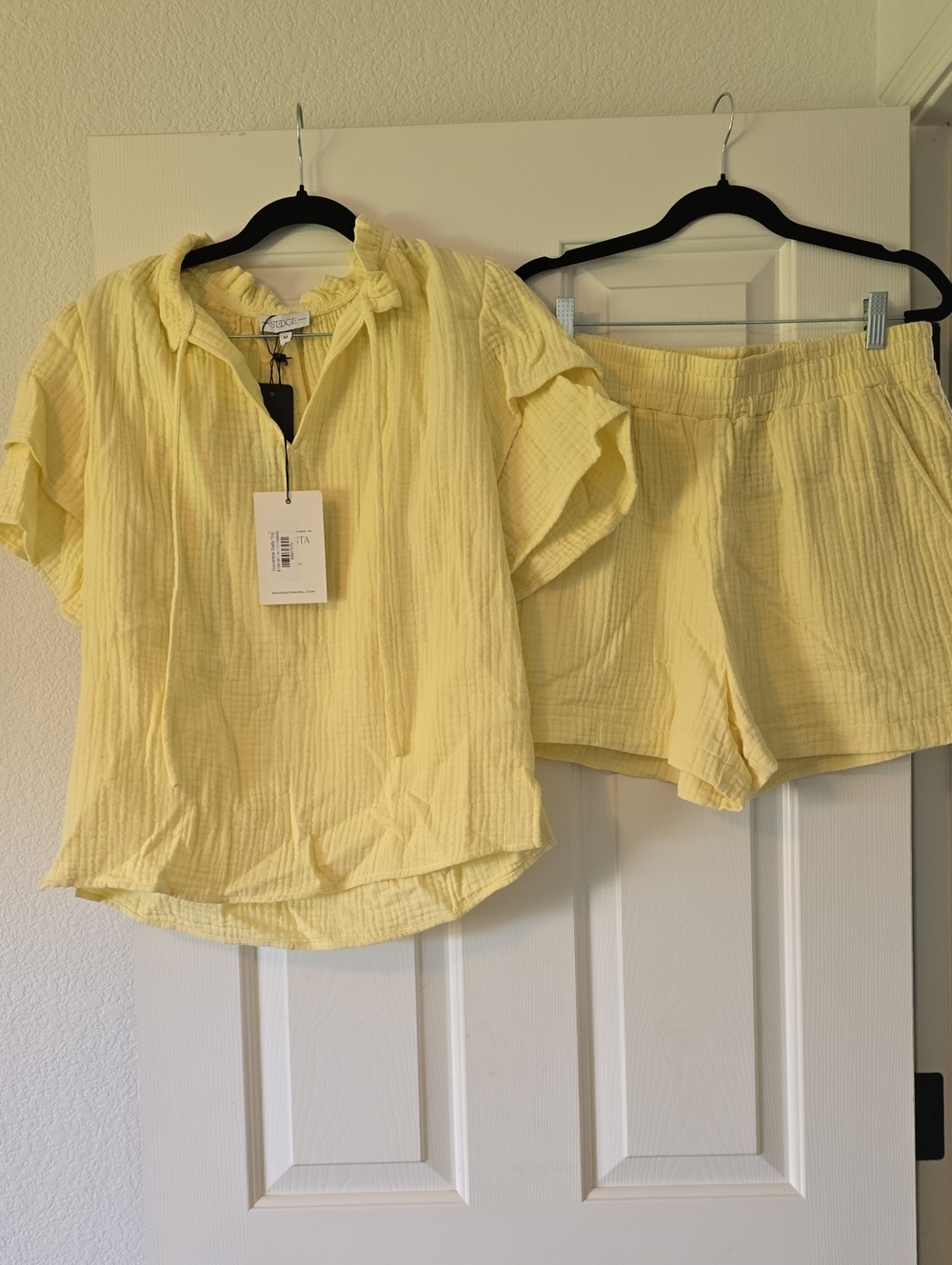 Light Yellow Women's Cotton Gauze Shorts – Soft Summer Lounge Style